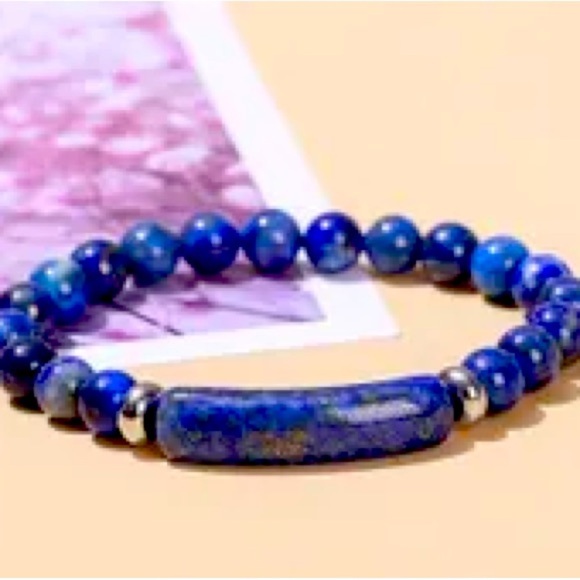 NATURAL BLUE LAPIS LAZULI BRACELET (stretch) - Picture 1 of 1